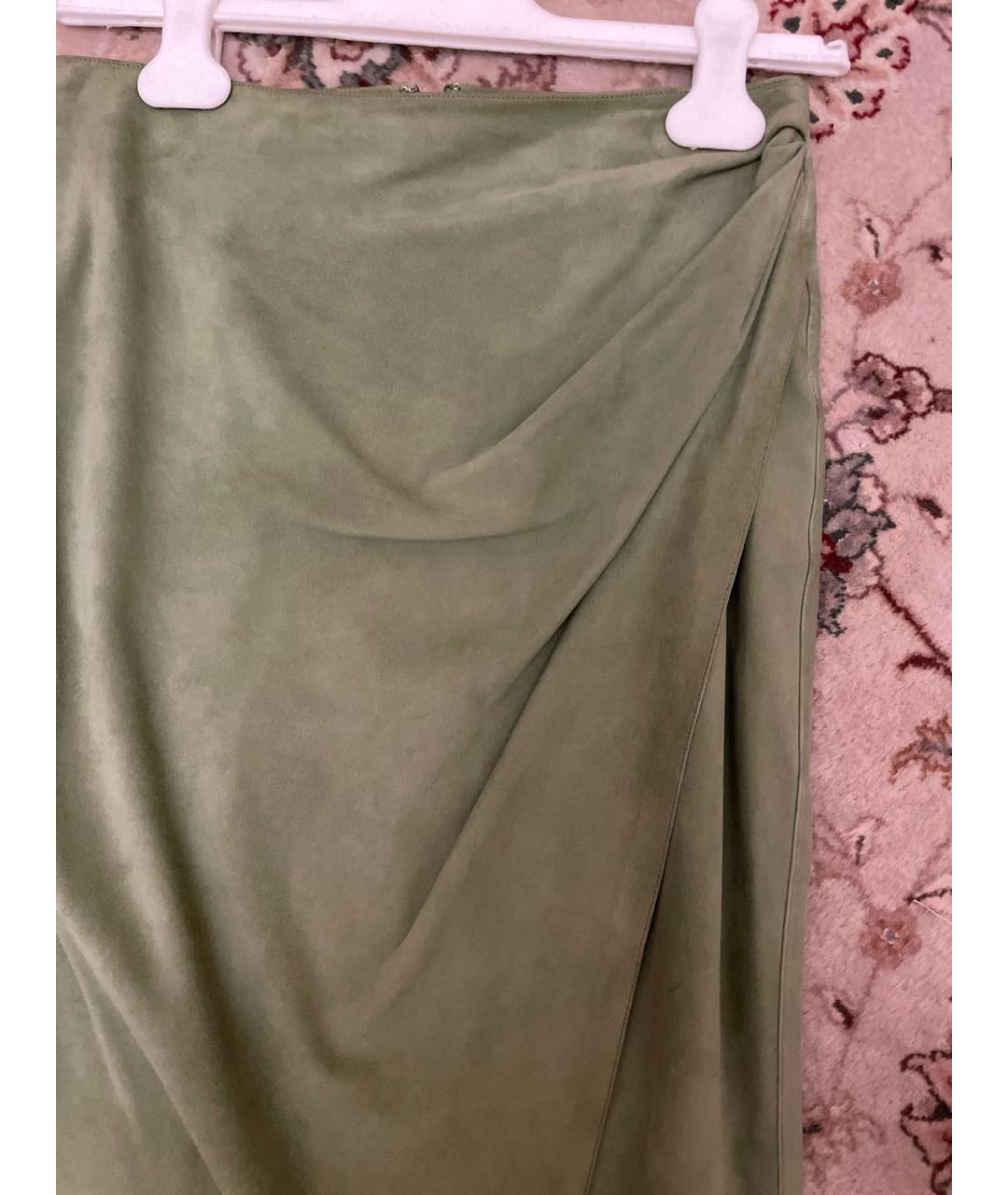 RALPH LAUREN COLLECTION Зеленая замшевая юбка миди, фото 5