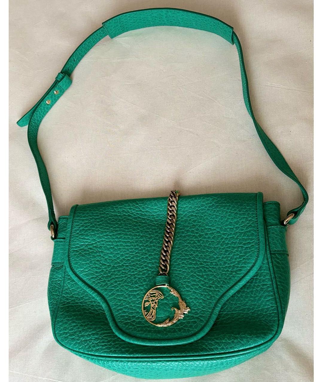 VERSACE COLLECTION Зеленая кожаная сумка через плечо, фото 3