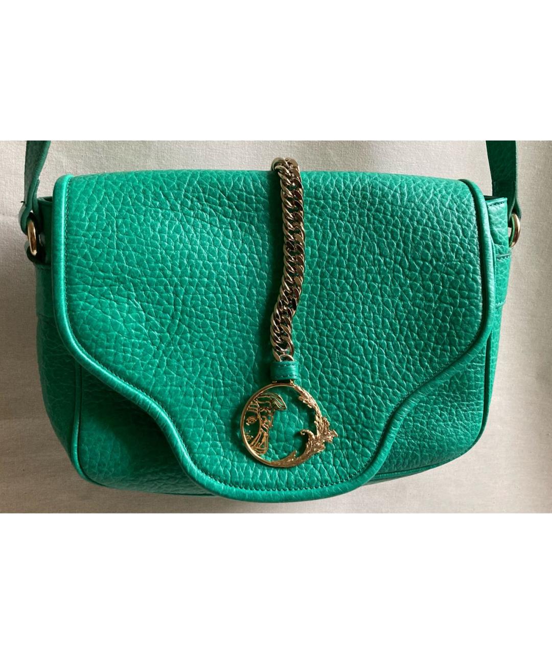 VERSACE COLLECTION Зеленая кожаная сумка через плечо, фото 2