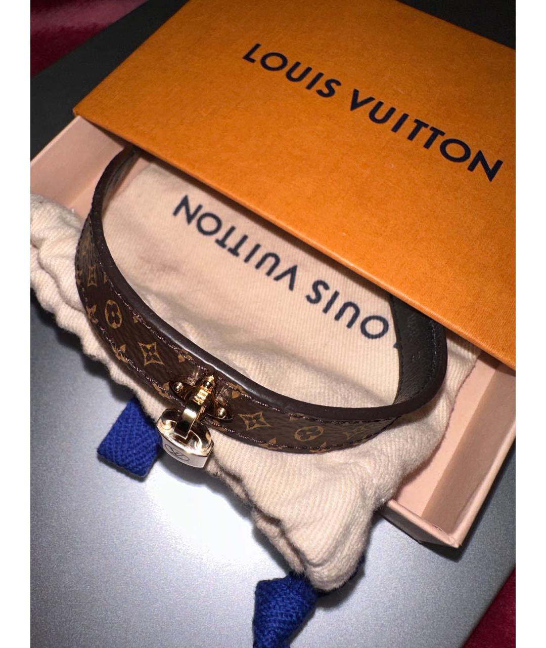 LOUIS VUITTON Коричневый кожаный браслет, фото 5