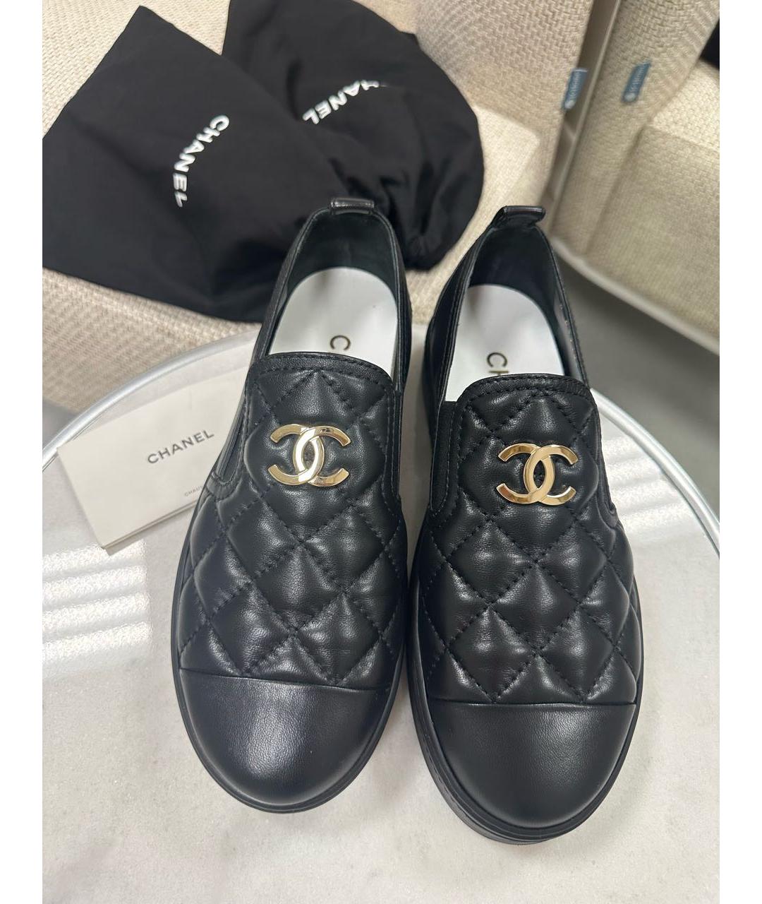 CHANEL PRE-OWNED Черные кожаные лоферы, фото 2