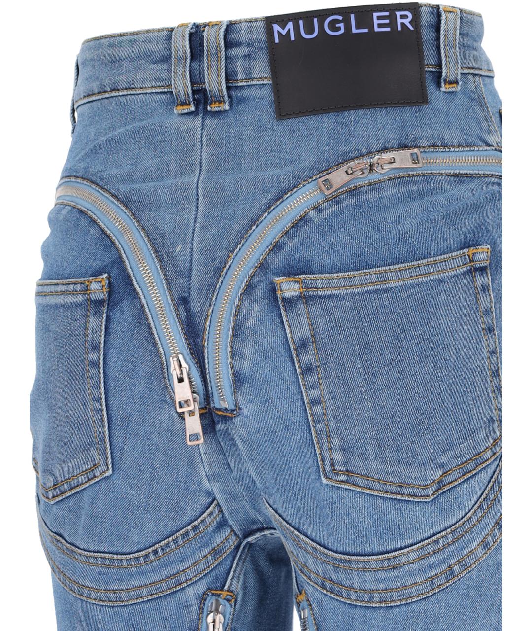 MUGLER Голубые прямые джинсы, фото 5