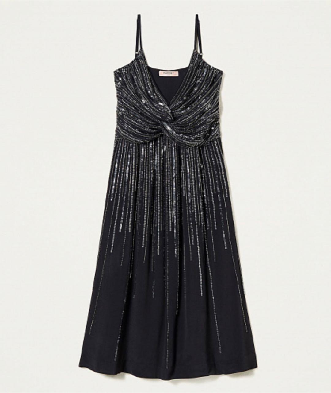 TWIN-SET Черное вискозное коктейльное платье, фото 8