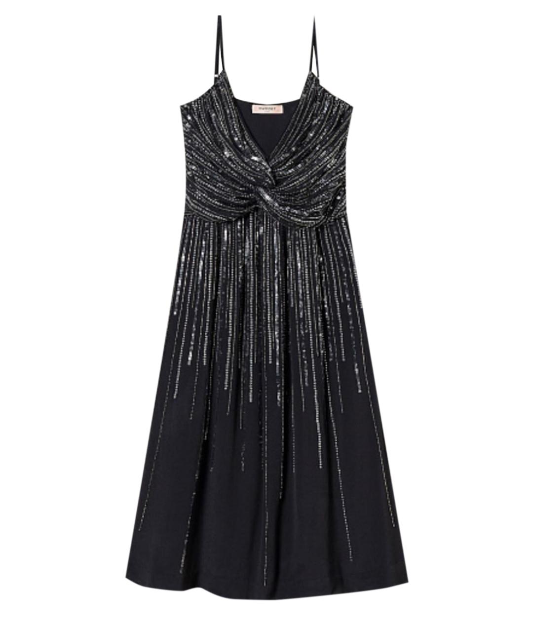 TWIN-SET Черное вискозное коктейльное платье, фото 1