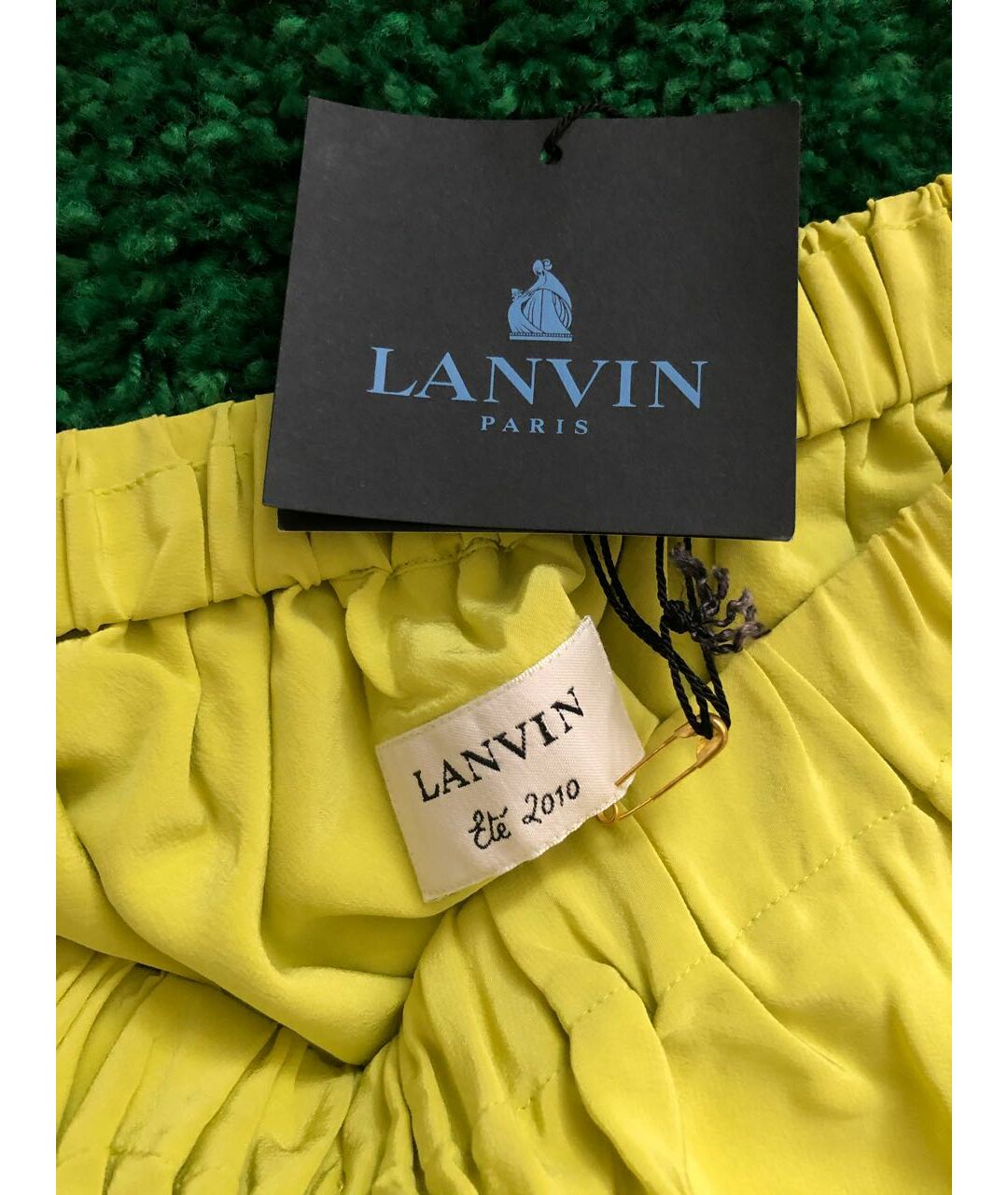 LANVIN Желтая шелковая юбка миди, фото 4