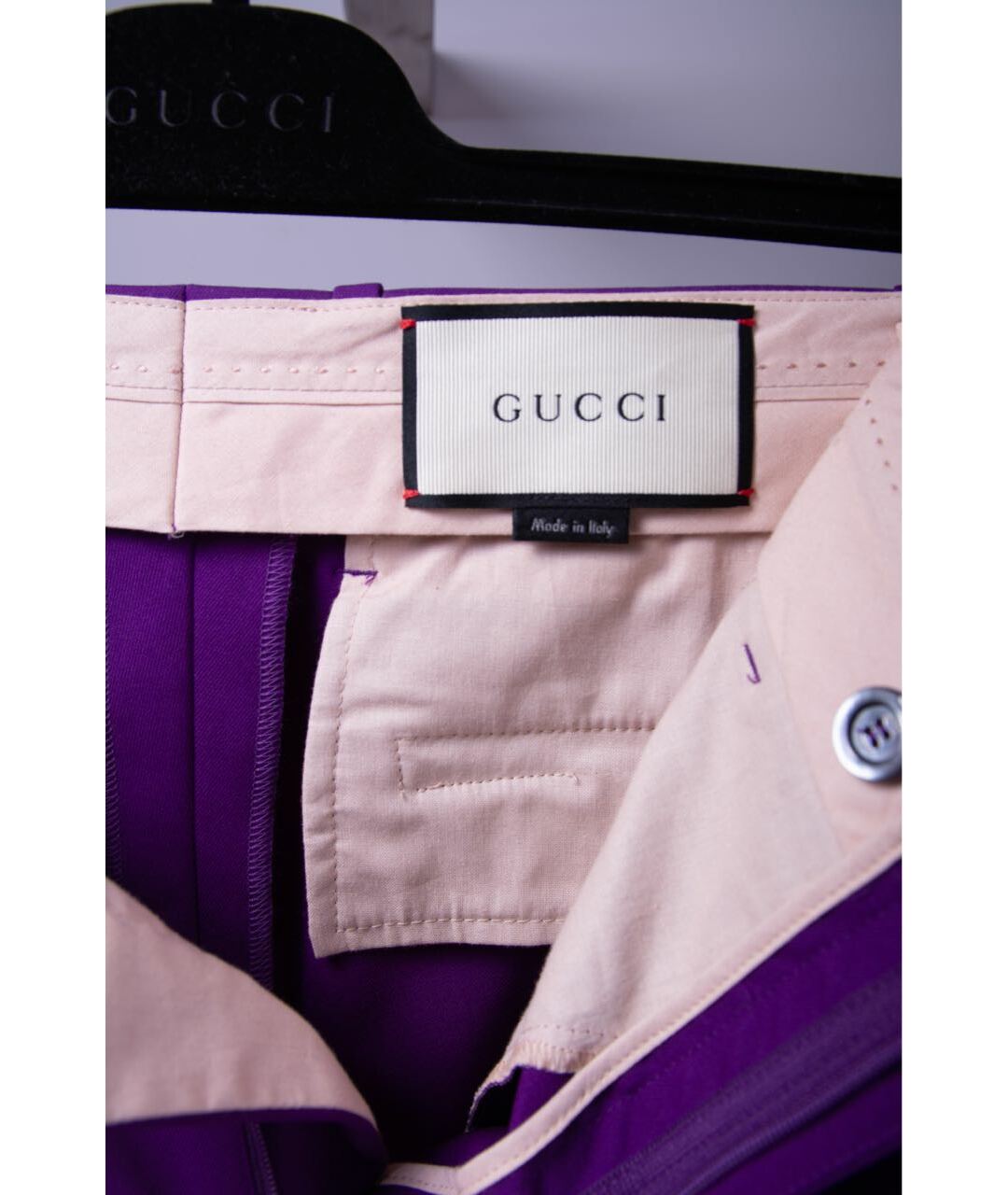 GUCCI Фиолетовые шерстяные прямые брюки, фото 3