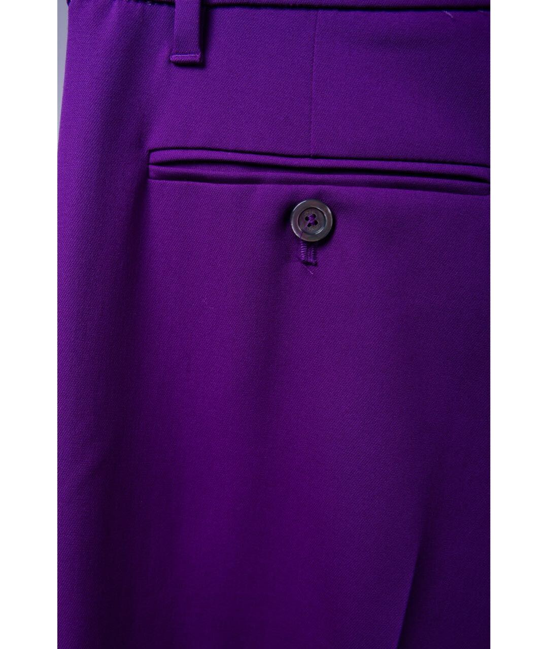 GUCCI Фиолетовые шерстяные прямые брюки, фото 4