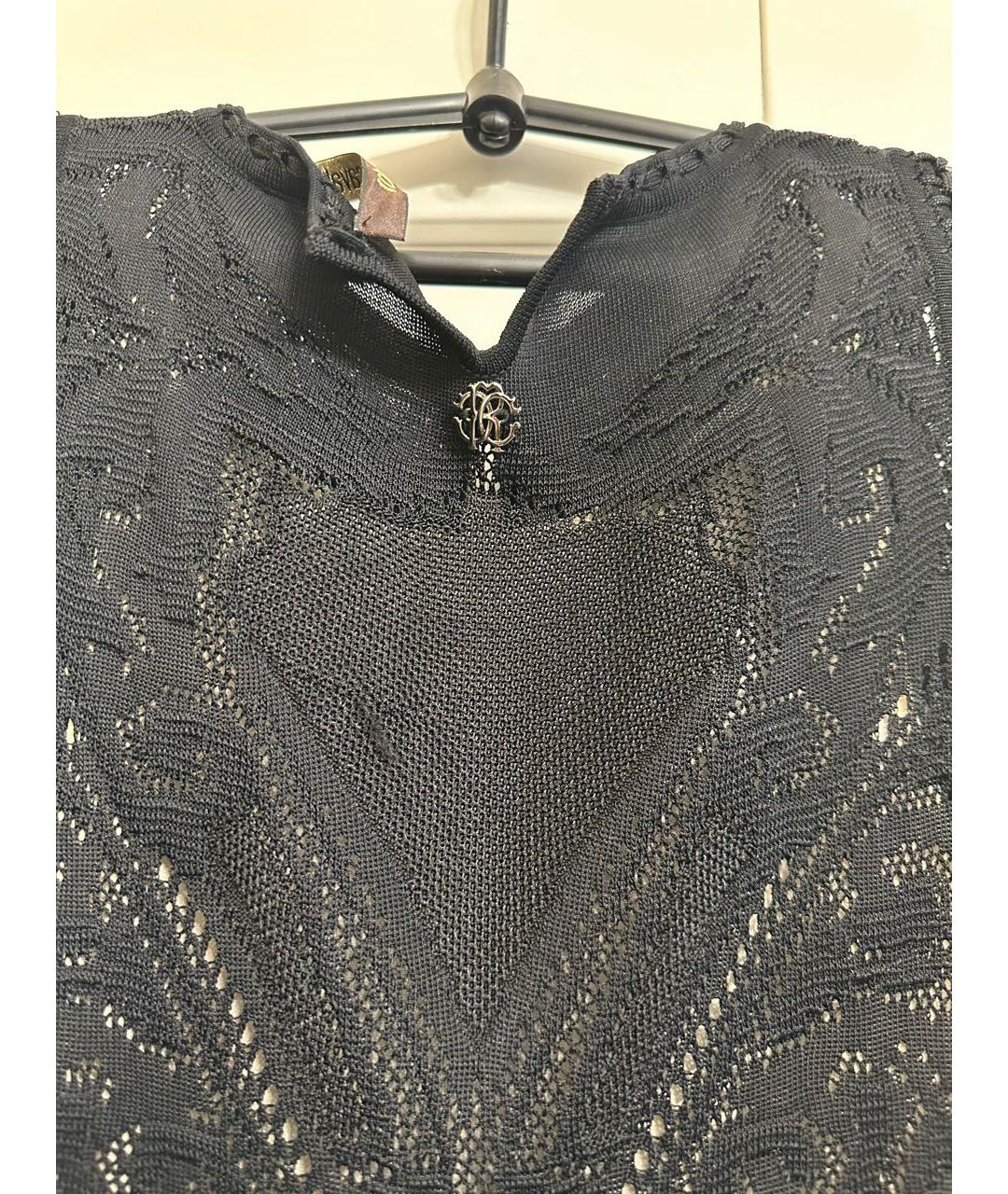 ROBERTO CAVALLI Черное кружевное вечернее платье, фото 4