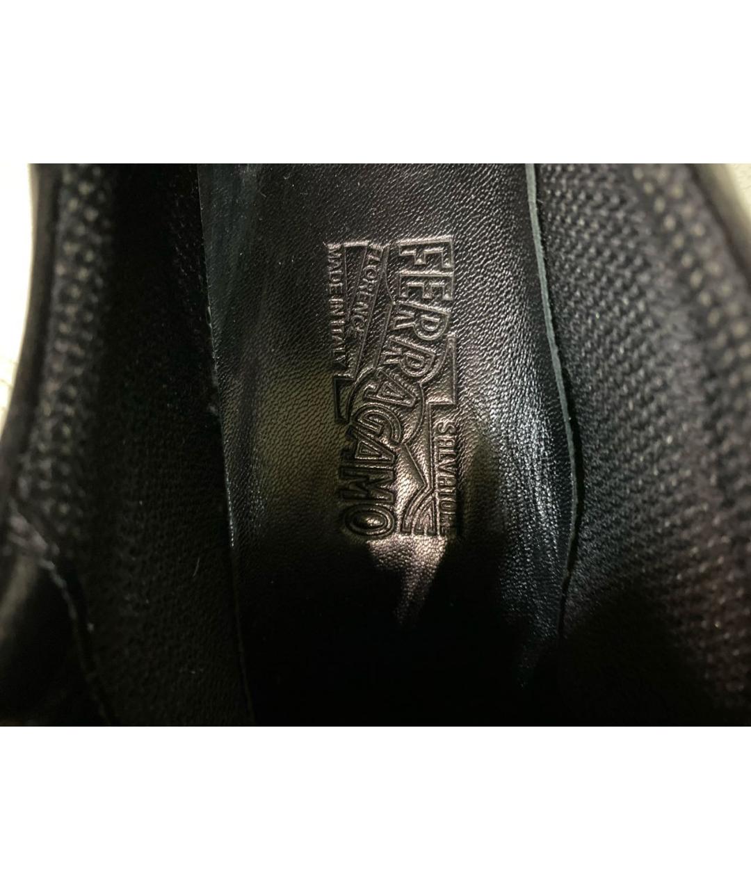 SALVATORE FERRAGAMO Черные кожаные кроссовки, фото 7