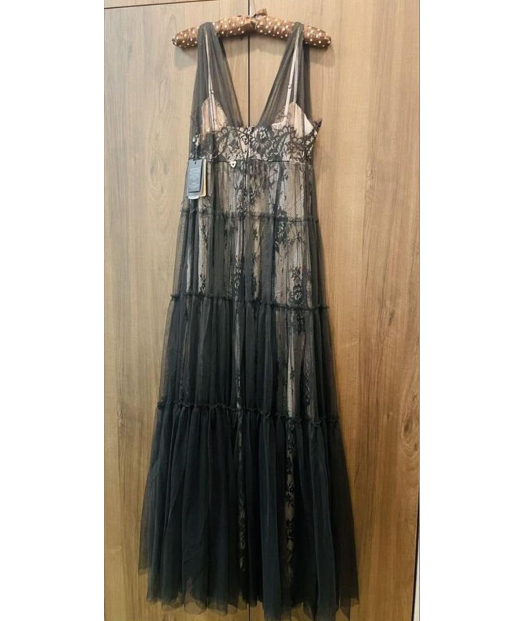 TWIN-SET Черное вискозное вечернее платье, фото 2