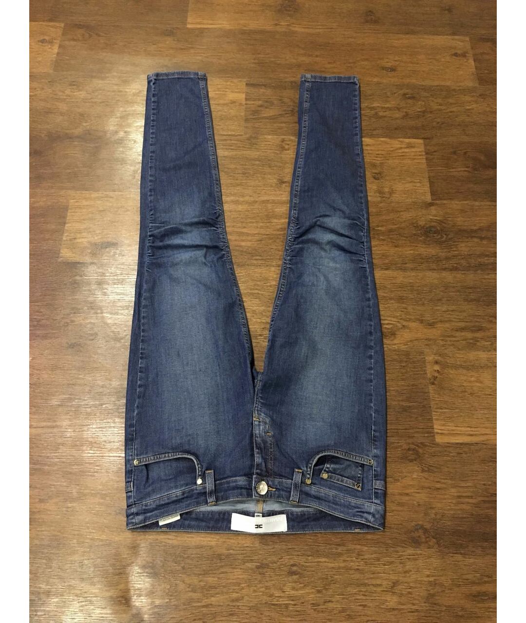 ELISABETTA FRANCHI Синие хлопко-эластановые джинсы слим, фото 7
