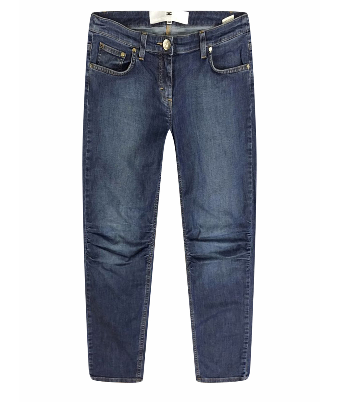 ELISABETTA FRANCHI Синие хлопко-эластановые джинсы слим, фото 1