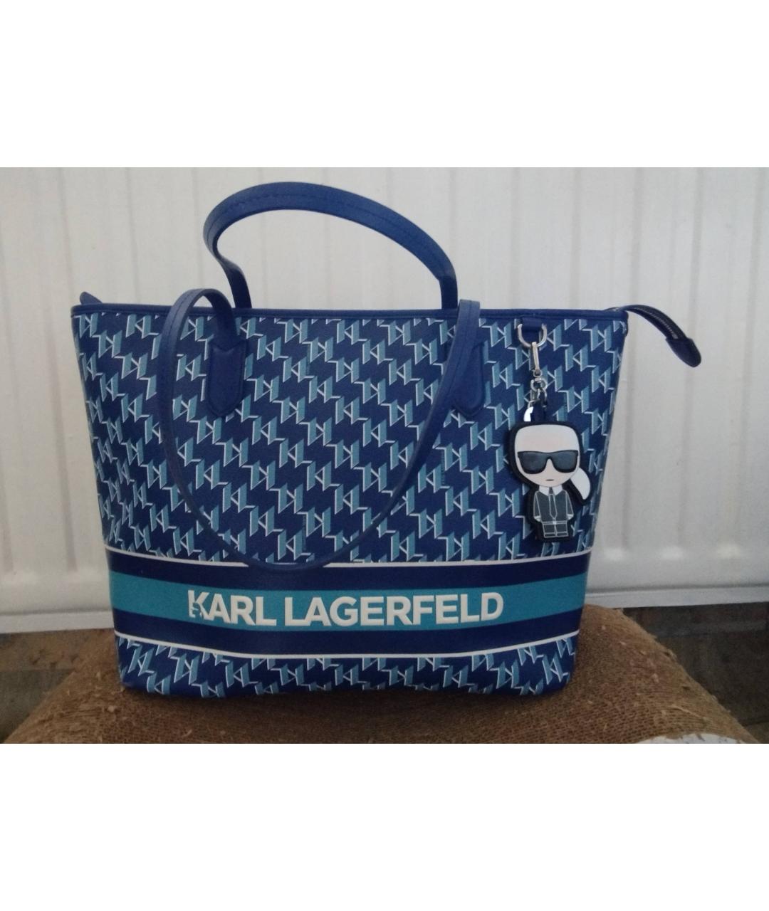 KARL LAGERFELD Синяя сумка тоут, фото 4