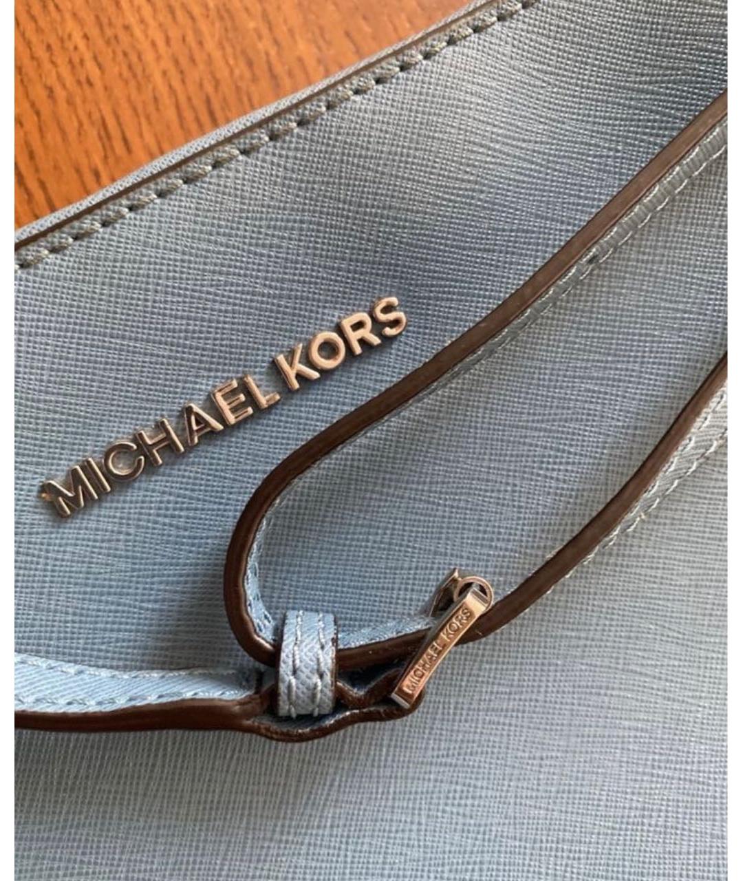 MICHAEL KORS Голубая кожаная сумка через плечо, фото 5