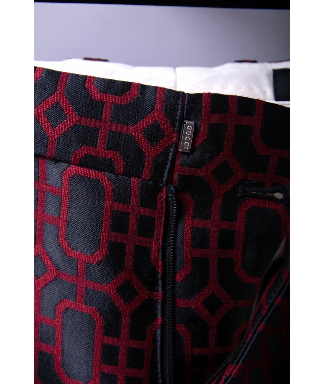 GUCCI Бордовые шерстяные прямые брюки, фото 4
