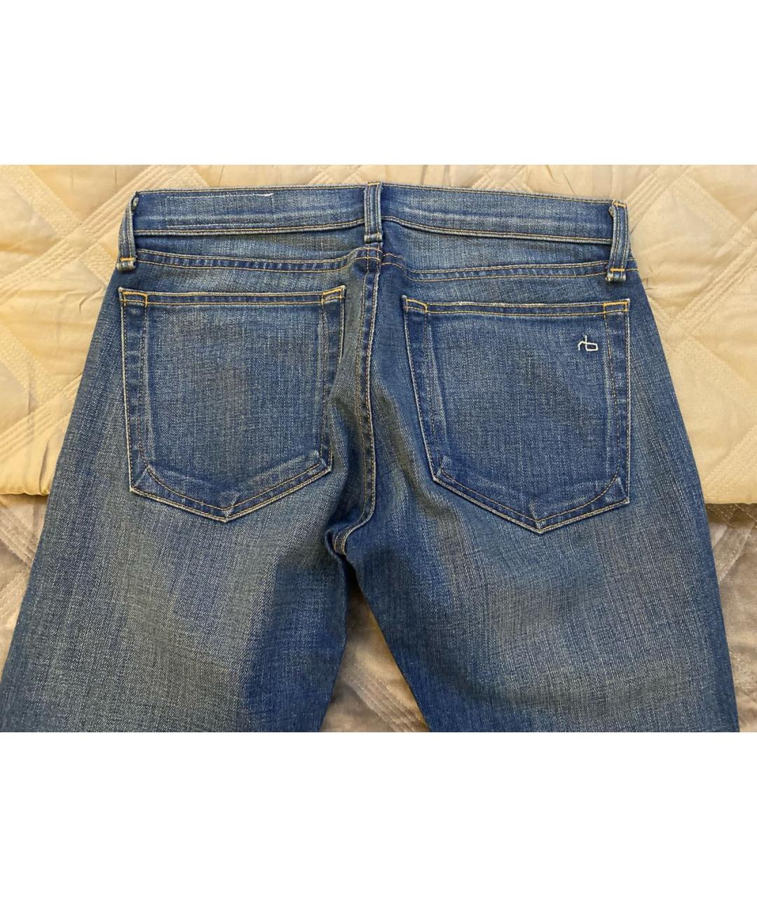 RAG&BONE Темно-синие хлопковые прямые джинсы, фото 5