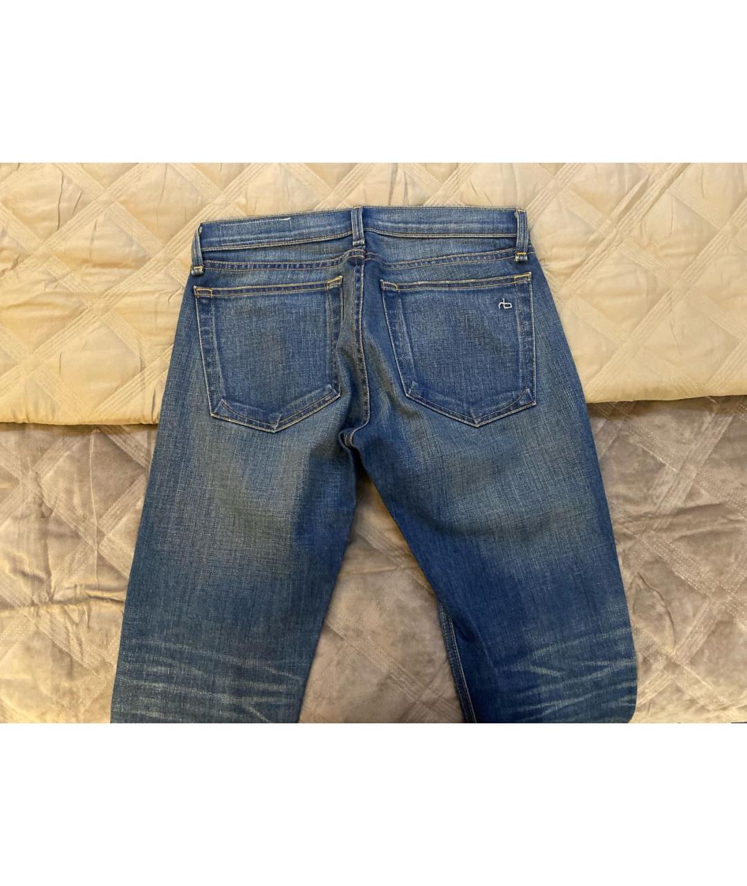 RAG&BONE Темно-синие хлопковые прямые джинсы, фото 2