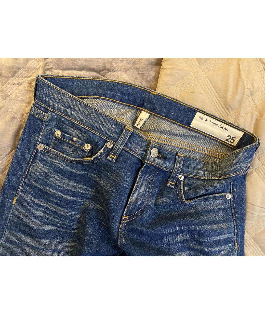 RAG&BONE Темно-синие хлопковые прямые джинсы, фото 3