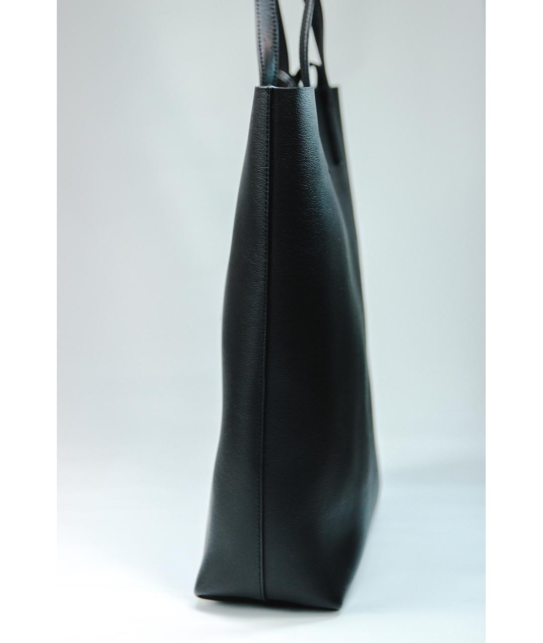 SAINT LAURENT Черная кожаная сумка тоут, фото 3