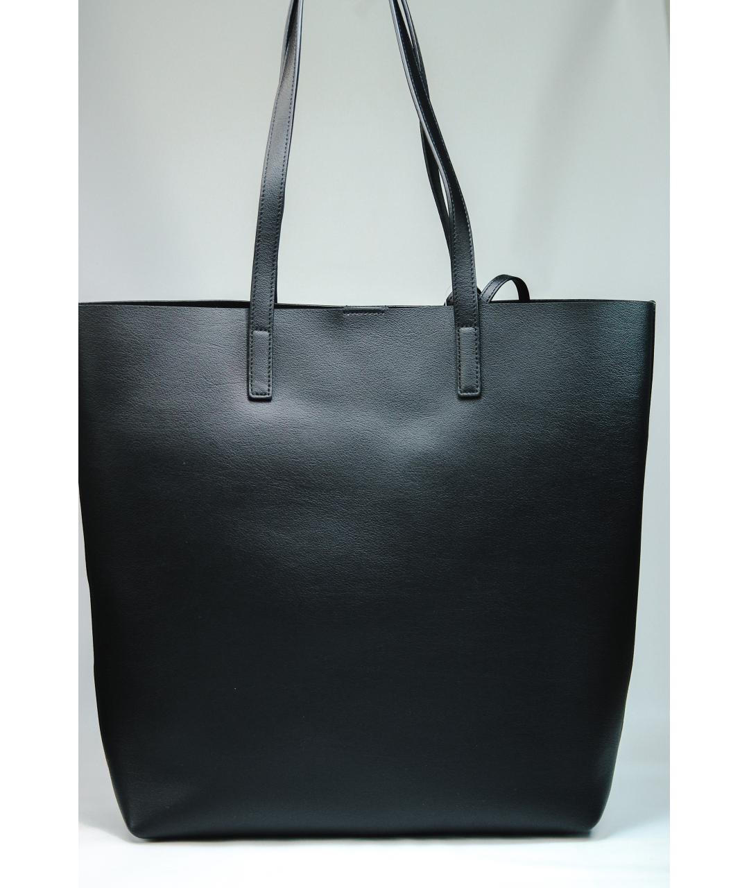 SAINT LAURENT Черная кожаная сумка тоут, фото 2