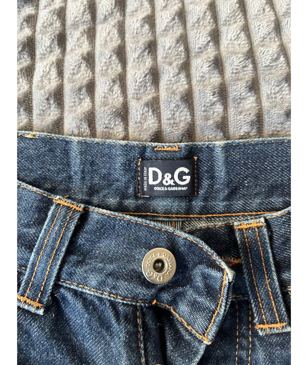 DOLCE&GABBANA Темно-синие хлопковые прямые джинсы, фото 4