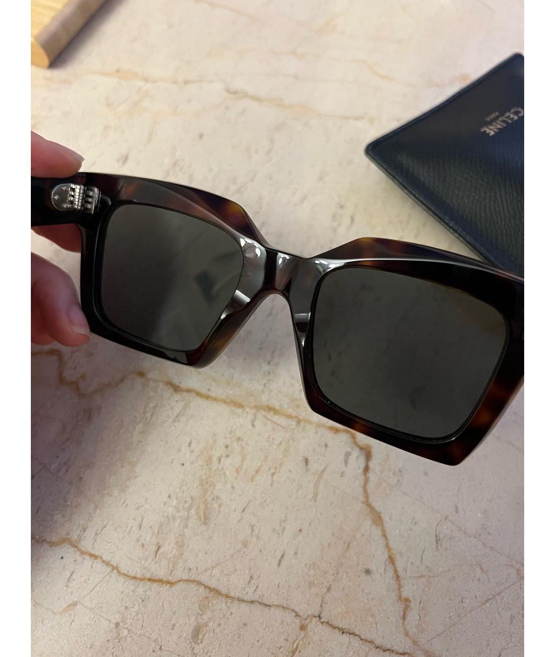 CELINE PRE-OWNED Коричневые пластиковые солнцезащитные очки, фото 8