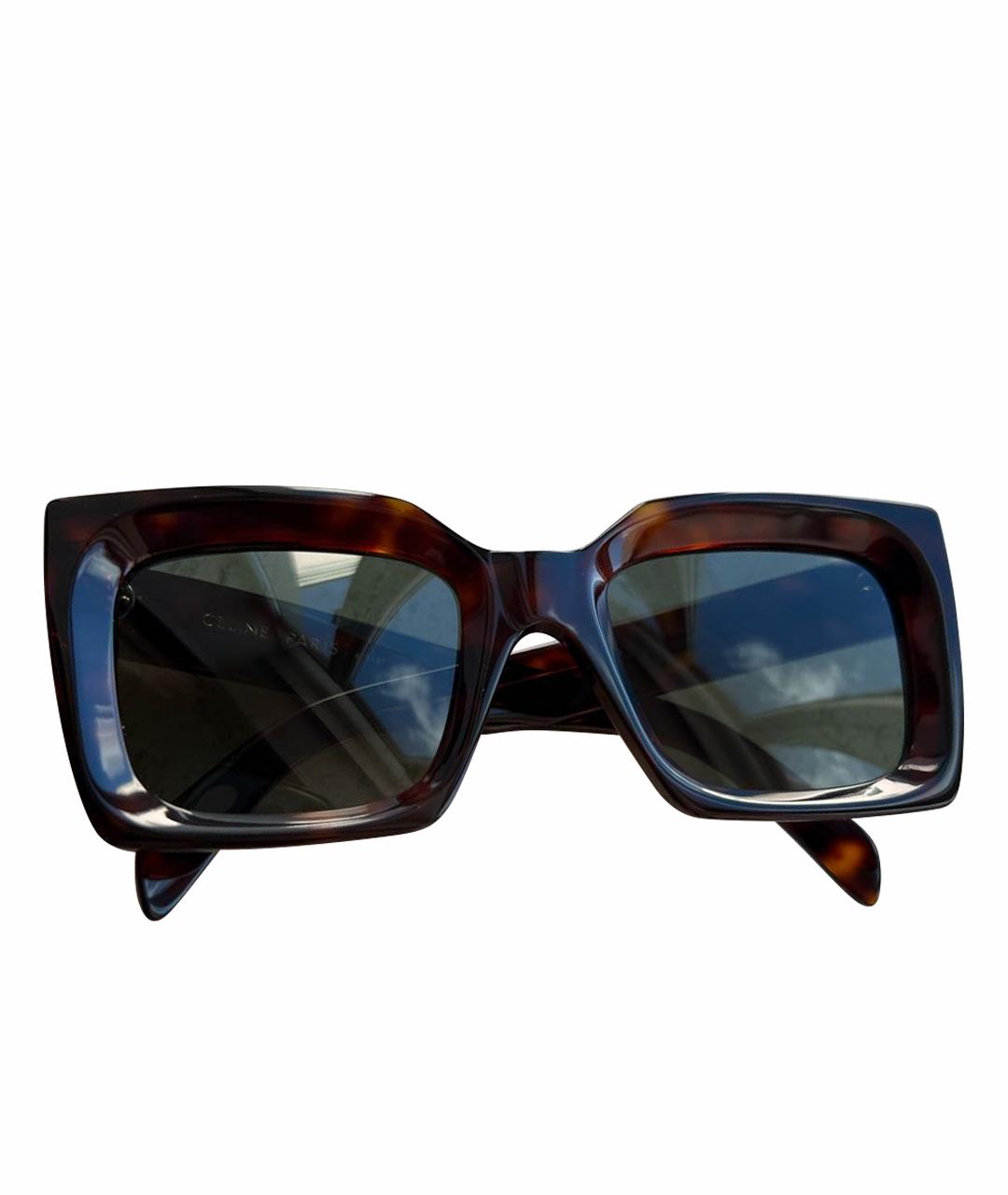 CELINE Коричневые пластиковые солнцезащитные очки, фото 1