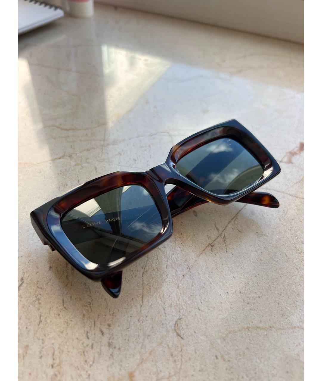CELINE PRE-OWNED Коричневые пластиковые солнцезащитные очки, фото 7