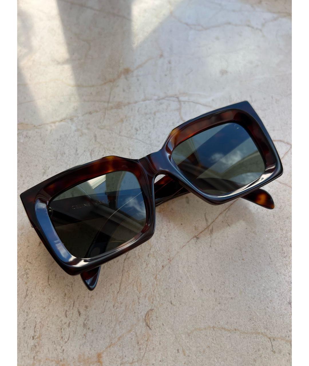 CELINE PRE-OWNED Коричневые пластиковые солнцезащитные очки, фото 9