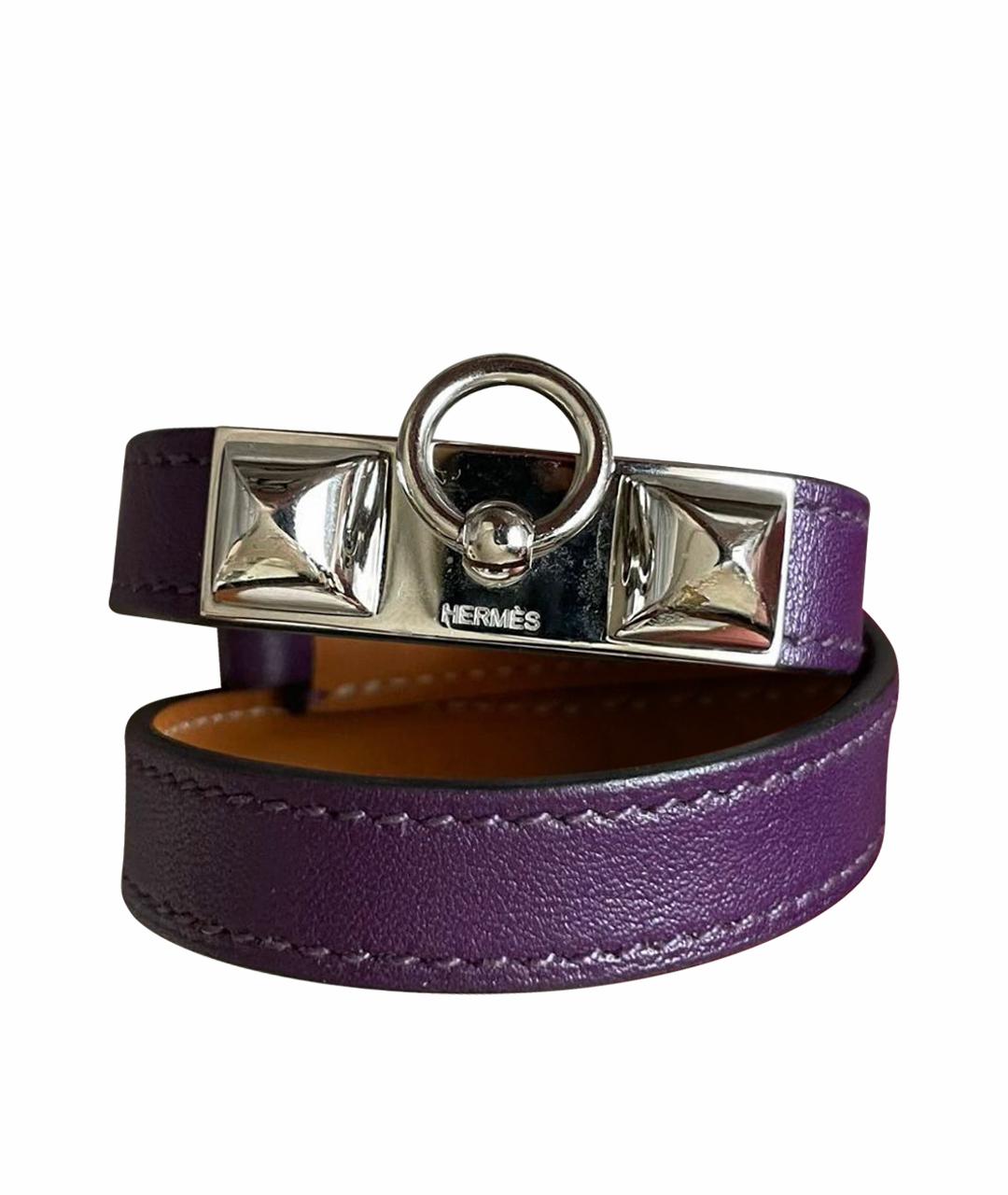 HERMES PRE-OWNED Фиолетовый кожаный браслет, фото 1