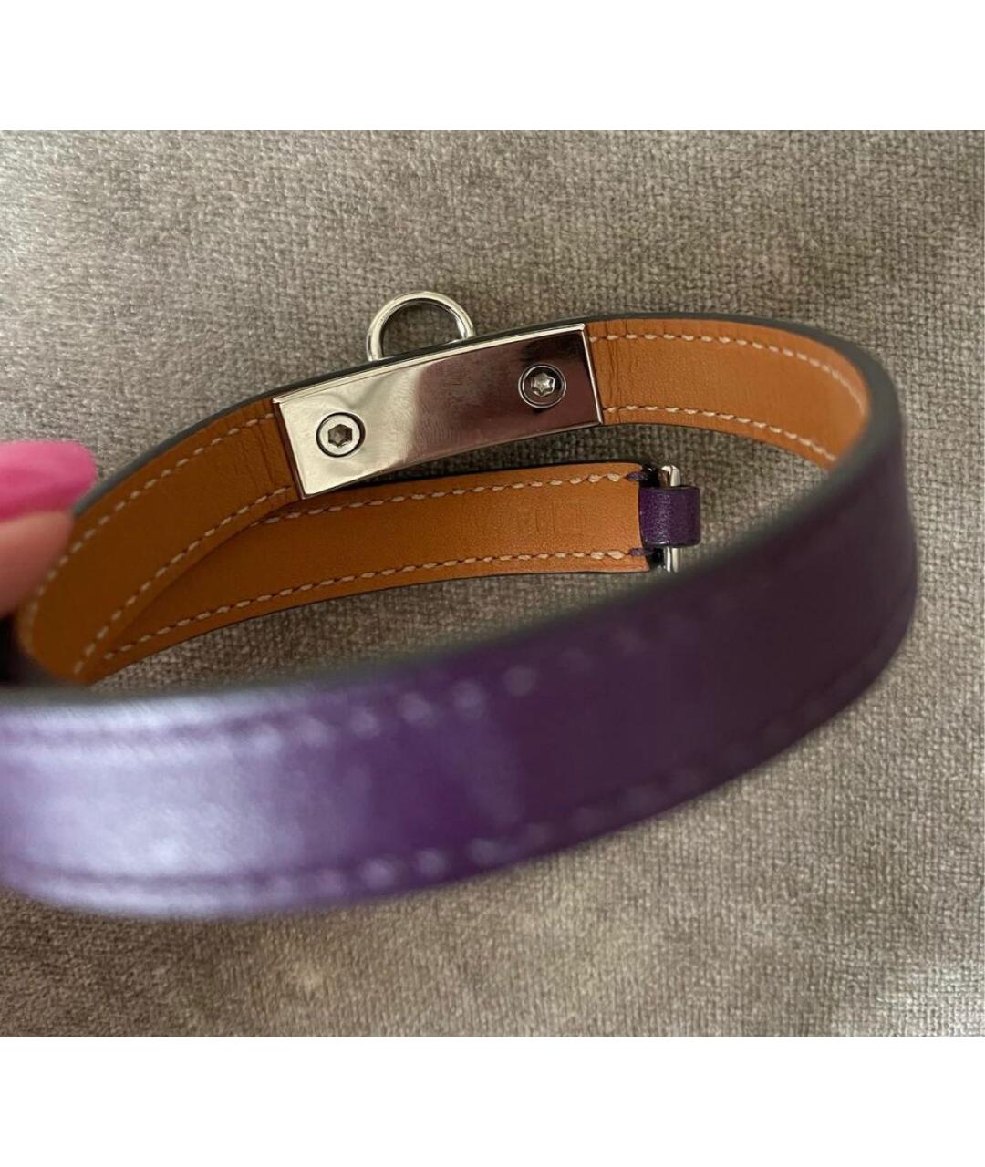 HERMES PRE-OWNED Фиолетовый кожаный браслет, фото 3