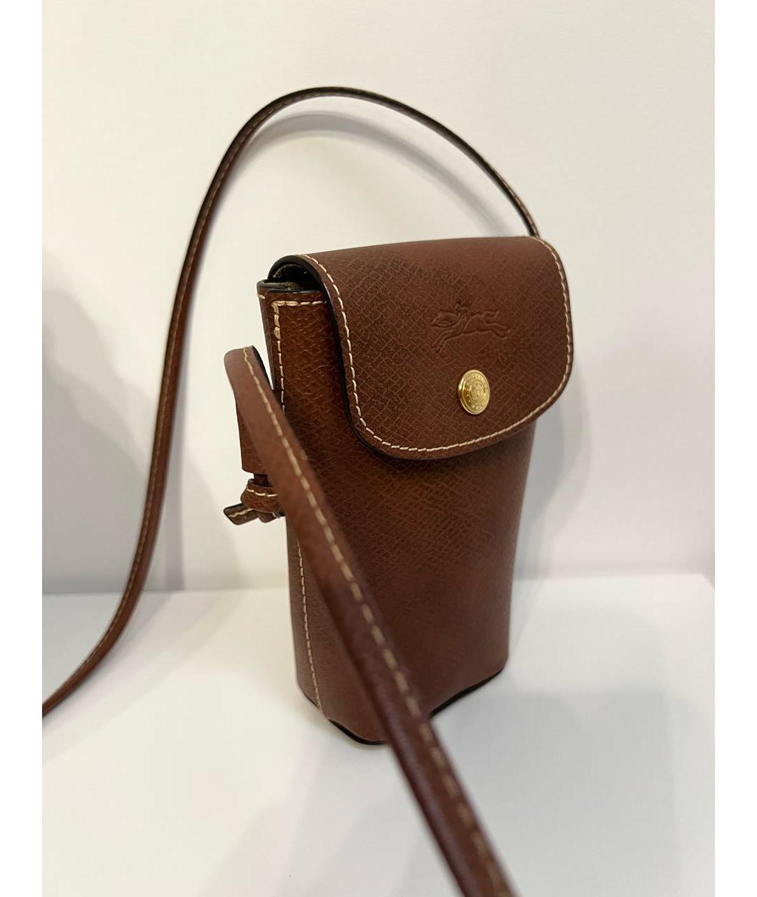 LONGCHAMP Коричневая кожаная сумка через плечо, фото 2