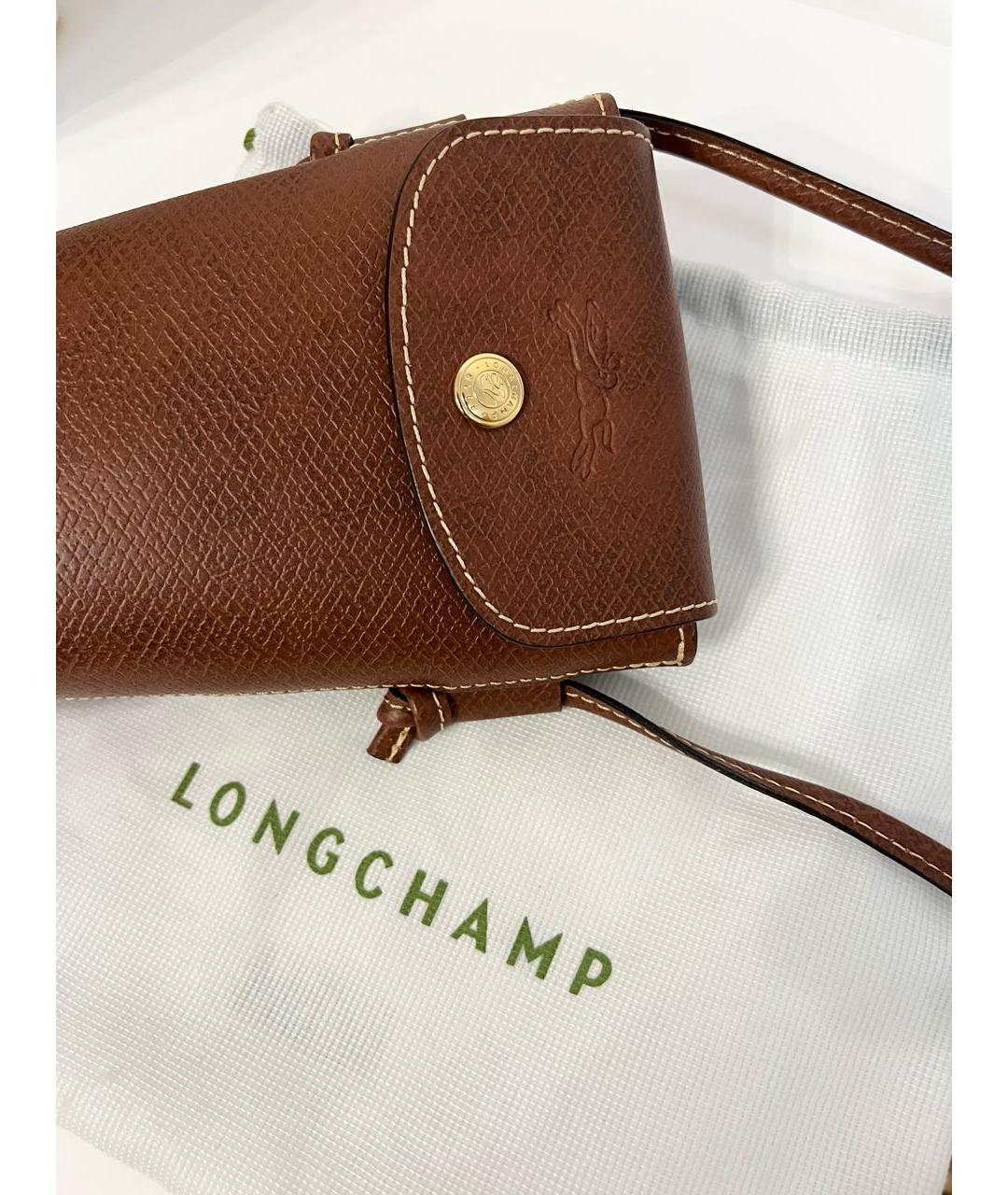 LONGCHAMP Коричневая кожаная сумка через плечо, фото 5