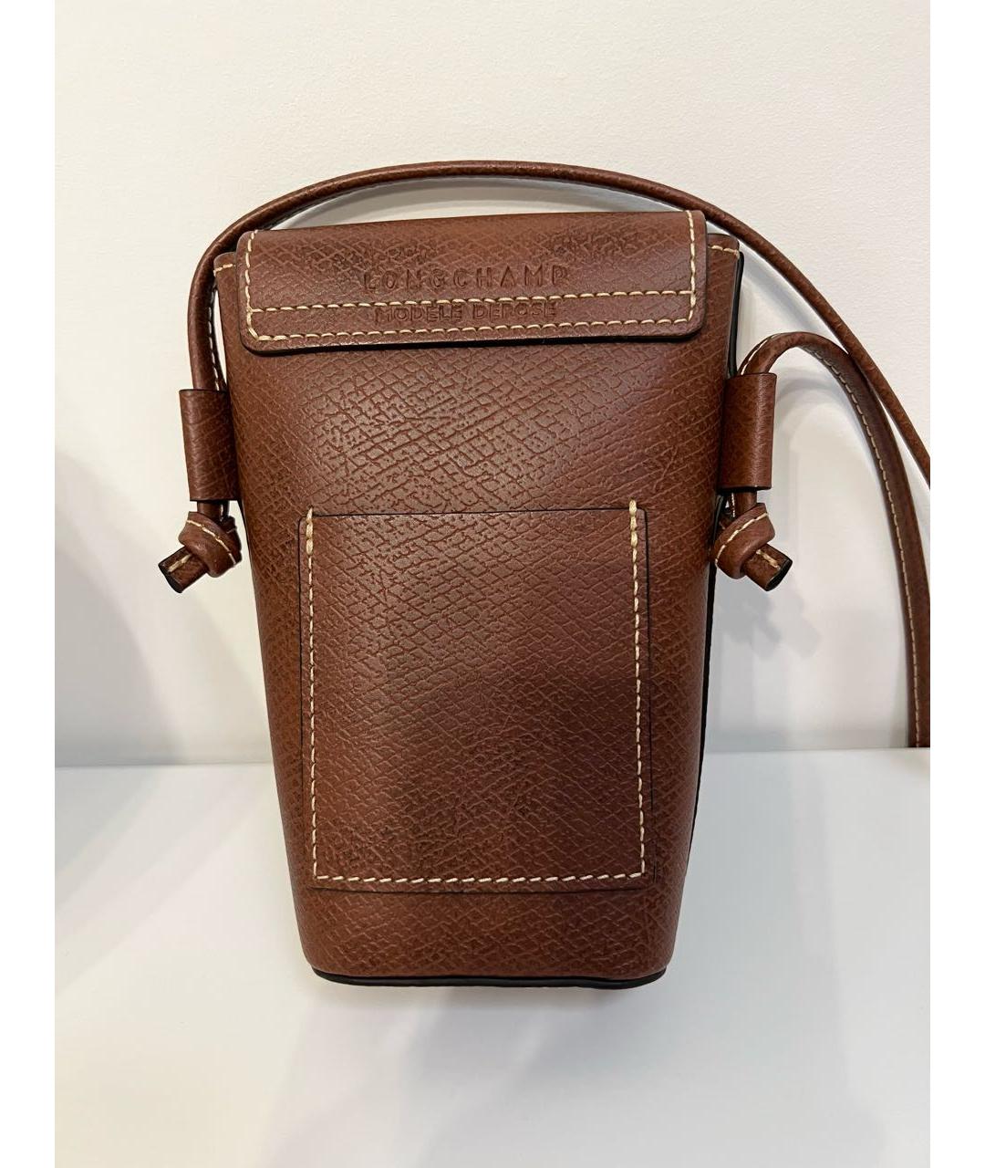 LONGCHAMP Коричневая кожаная сумка через плечо, фото 3