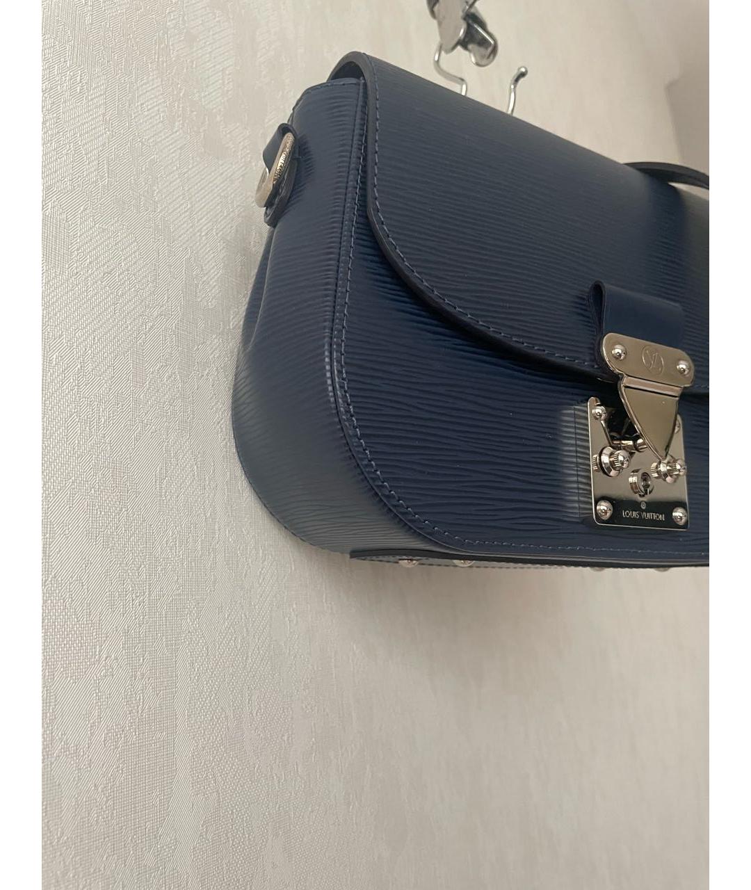 LOUIS VUITTON Темно-синяя кожаная сумка с короткими ручками, фото 4