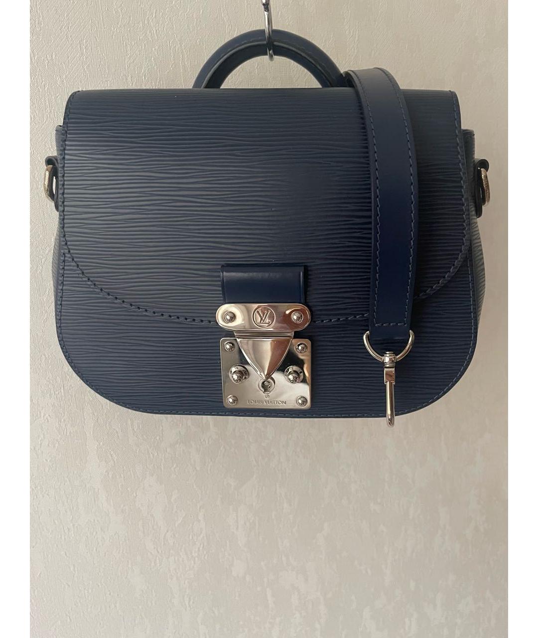 LOUIS VUITTON Темно-синяя кожаная сумка с короткими ручками, фото 9