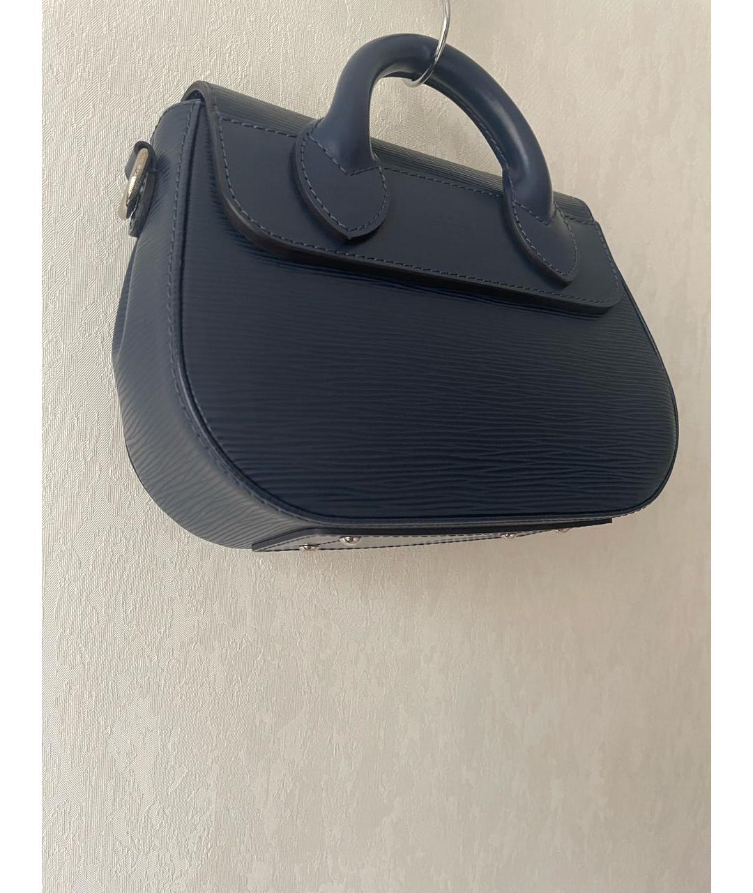 LOUIS VUITTON Темно-синяя кожаная сумка с короткими ручками, фото 6