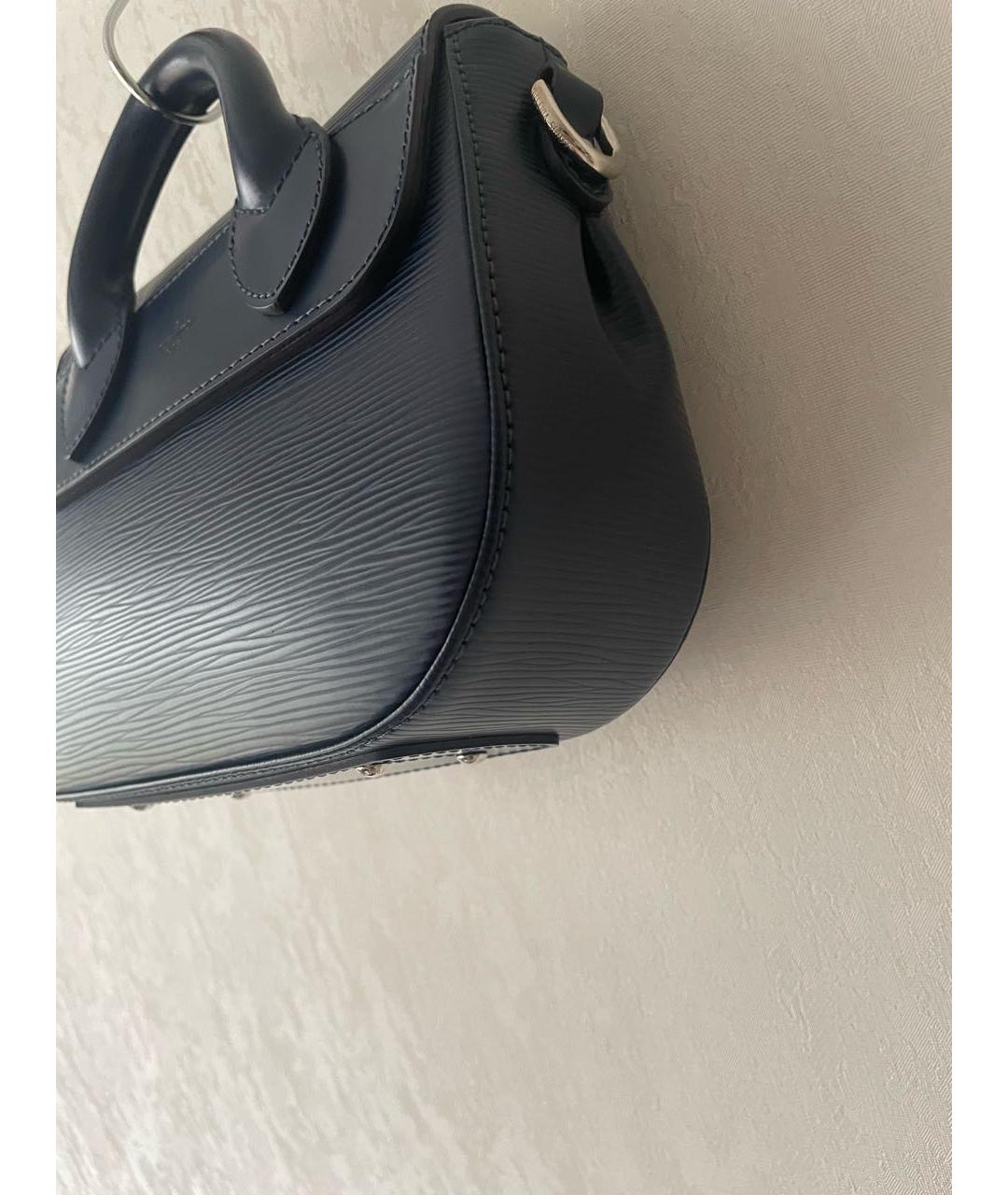 LOUIS VUITTON Темно-синяя кожаная сумка с короткими ручками, фото 5