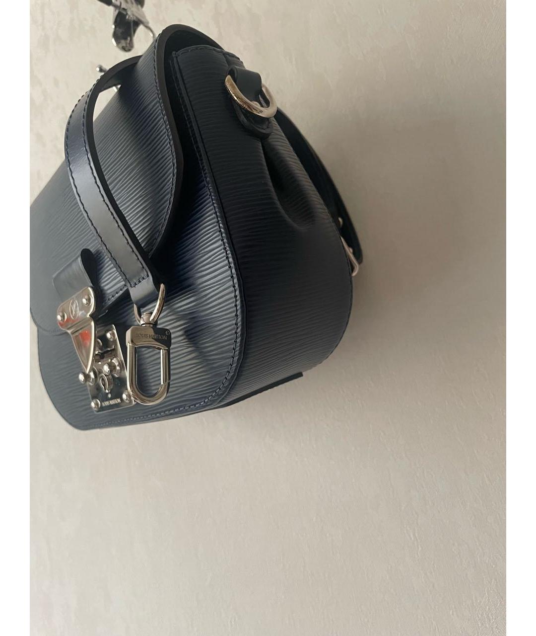 LOUIS VUITTON Темно-синяя кожаная сумка с короткими ручками, фото 3