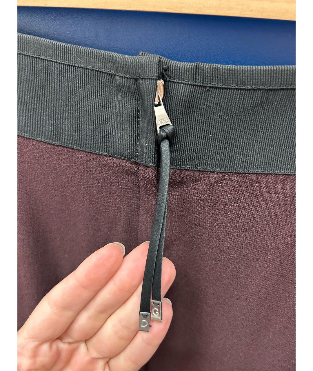 DOLCE&GABBANA Бордовая шерстяная юбка миди, фото 3