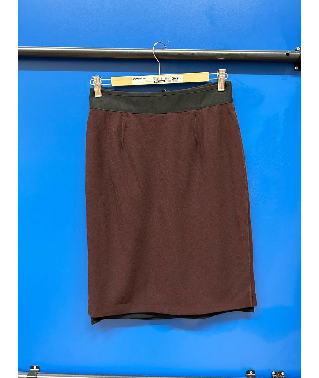 DOLCE&GABBANA Бордовая шерстяная юбка миди, фото 8