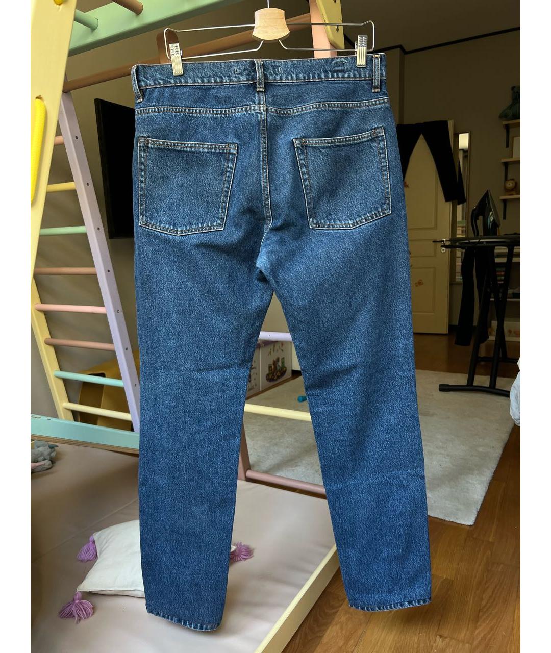 NORSE PROJECTS Темно-синие хлопковые прямые джинсы, фото 2