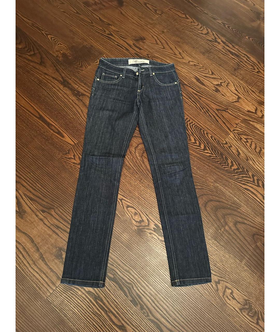 BLUMARINE Темно-синие хлопковые джинсы слим, фото 7