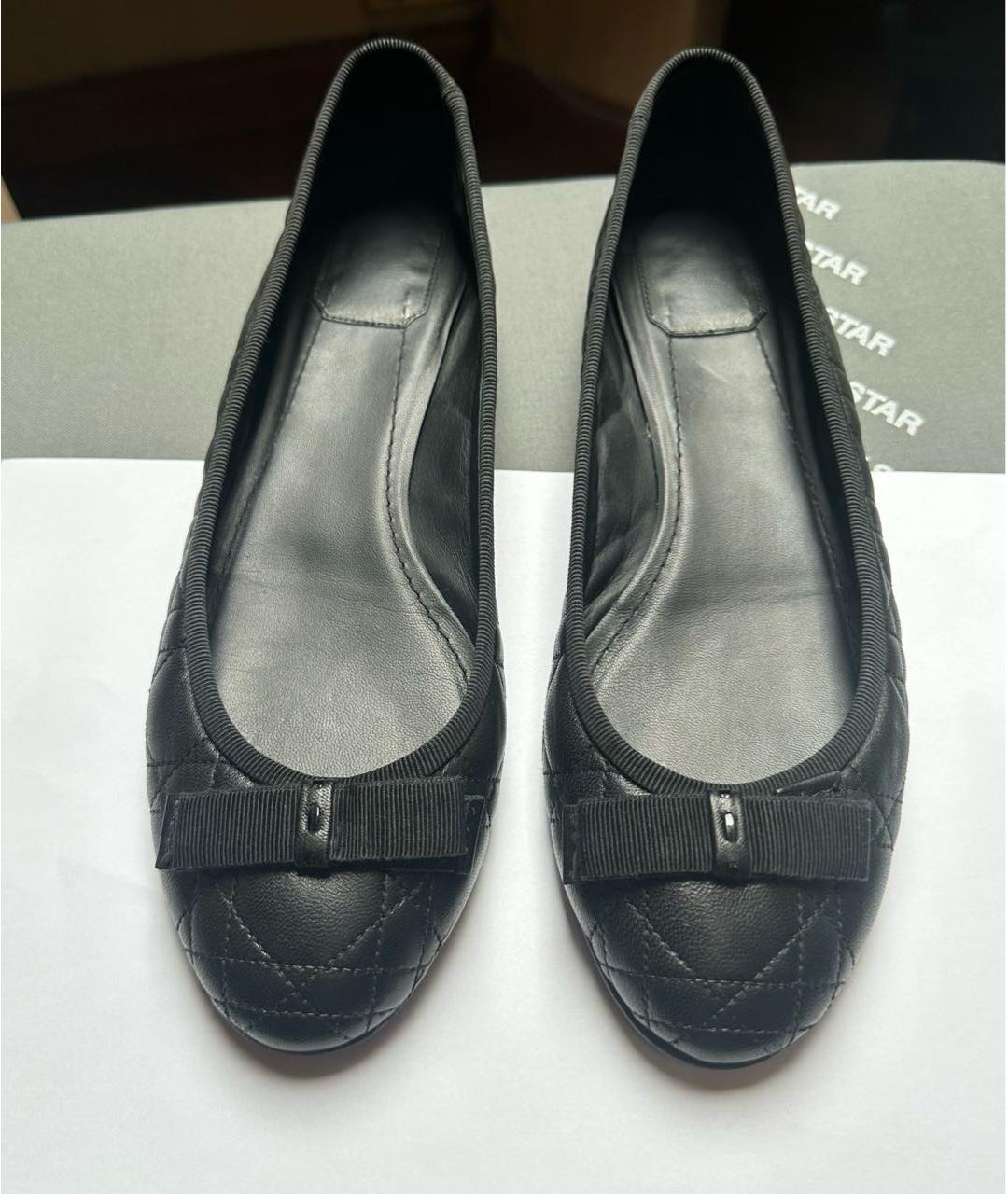 CHRISTIAN DIOR Черные кожаные балетки, фото 2