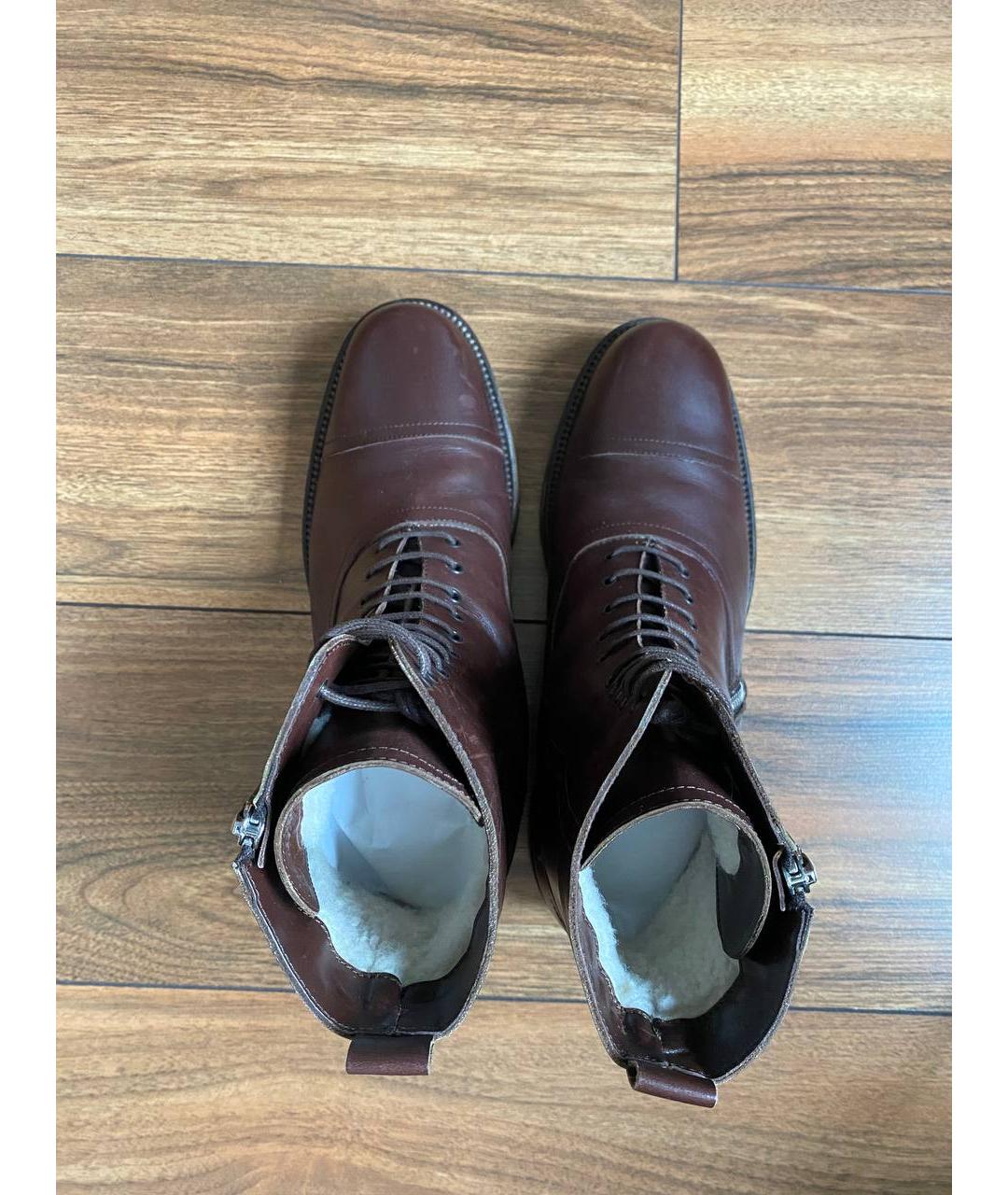 HERMES Коричневые кожаные высокие ботинки, фото 3