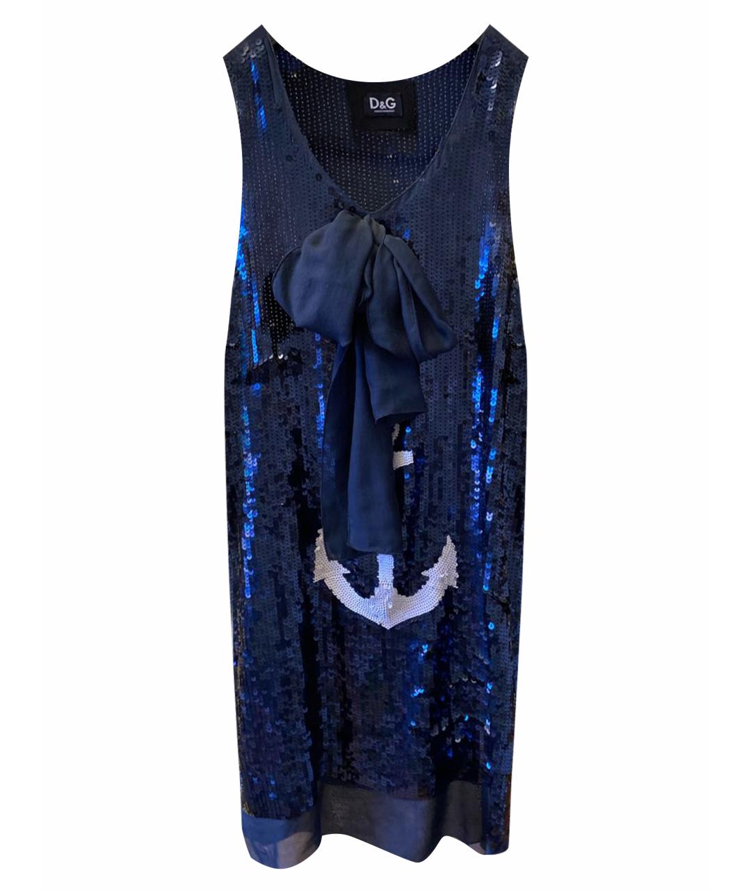DOLCE&GABBANA Темно-синее коктейльное платье, фото 1