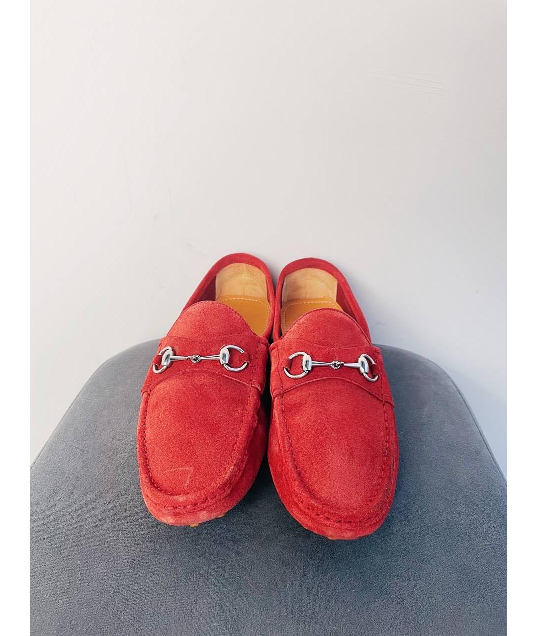 GUCCI Красные замшевые мокасины, фото 6