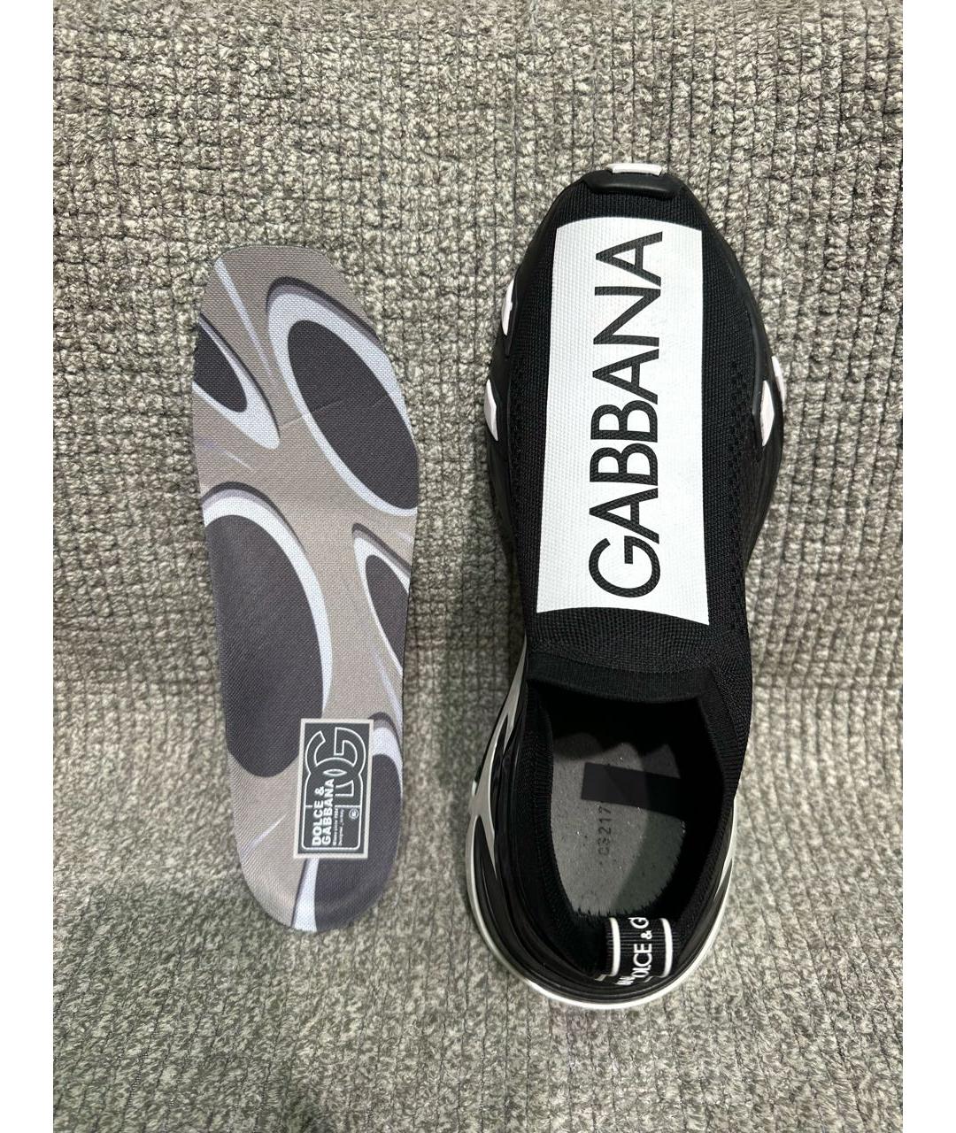 DOLCE&GABBANA Черные текстильные низкие кроссовки / кеды, фото 5