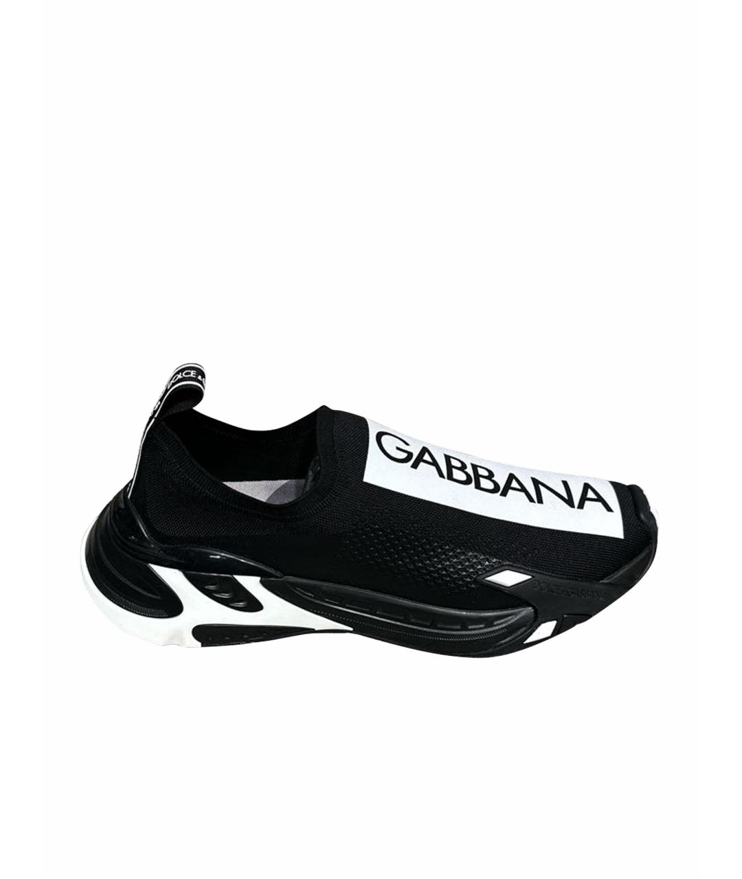 DOLCE&GABBANA Черные текстильные низкие кроссовки / кеды, фото 1