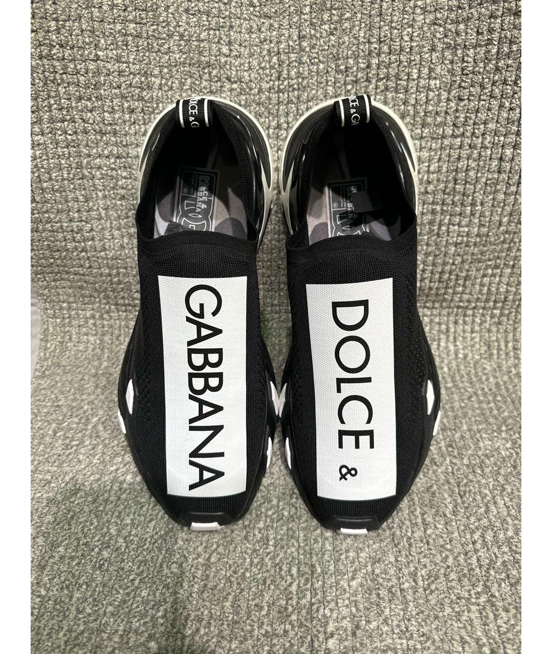 DOLCE&GABBANA Черные текстильные низкие кроссовки / кеды, фото 2